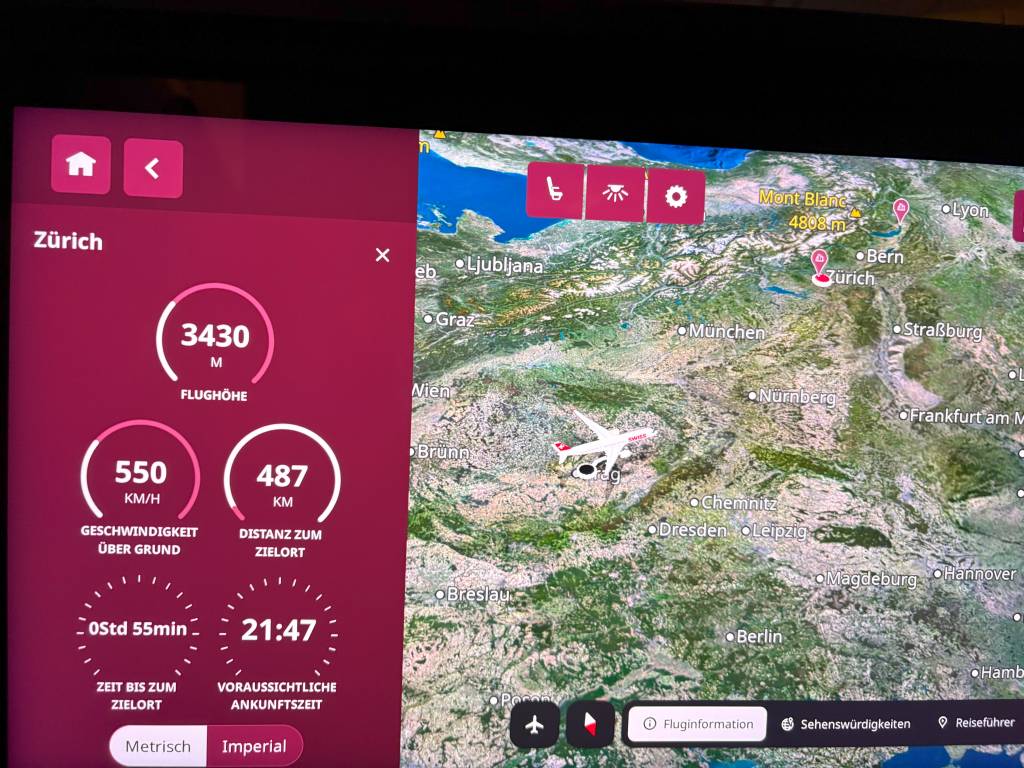 IFE im SWISS A350 – Startbildschirm