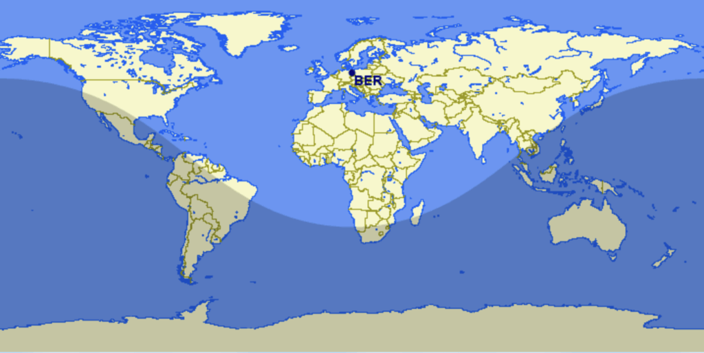 Theoretische Reichweite des Airbus A321XLR.